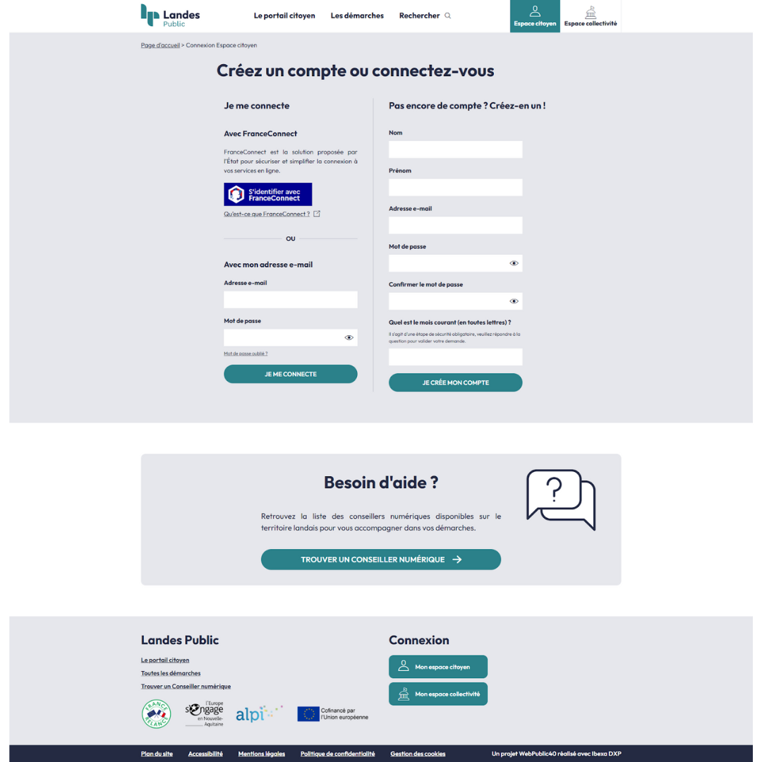 Portail de connexion Landes Public